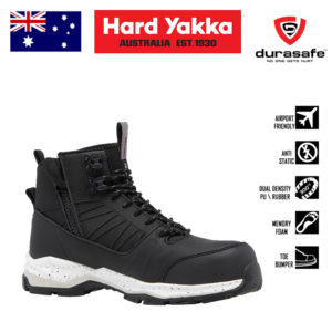 HARD YAKKA Y60342 Neo 2.0 7-Inch Hybrid Side-Zip Safety Boot Black, Size 6-13