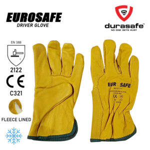 EUROSAFE Fleece Winter Leather Drivers Grade A Lined Glove