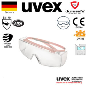 UVEX 9169412 Super Over-the-Glass (OTG) Safety Spectacle Pink Frame Clear Supravision ETC Len