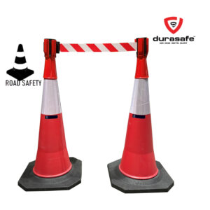 DURAPRO Roadsafe Heavy Duty Safety Traffic Cone With Heavy Base and Retractable Barriers (Sold Individually)
