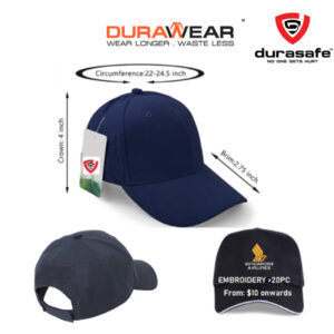 DURAWEAR BASEBALL CAP 100% Cotton with Velcro Closure