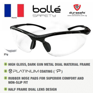 BOLLE 1615501A Contour Asia Safety Spectacle Clear Anti-Scratch/Anti-Fog Len