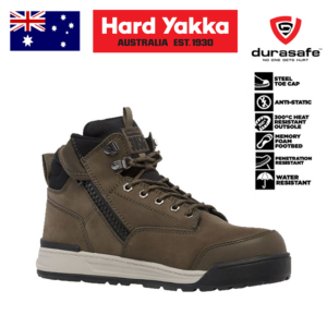 HARD YAKKA Y60349 3056 5-Inch Lace Side-Zip Safety Boots Cedar Size UK 7-13