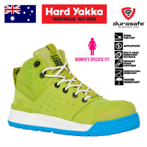 HARD YAKKA Y60347 3056 Women 5-Inch Lace Side-Zip Safety Boot, Wasabi, Size 4-8
