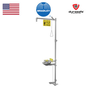 BRADLEY S19314SS Halo Stainless Steel Combination Drench Shower & Eye/Face Wash Station with Hand & Foot Peddle