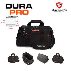 WORKPRO 16-inch Close Top Wide Mouth Tool Storage Bag with Water Proof Rubber Base