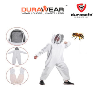 DURAWEAR Beekeeping Clothing - Beekeeper Bee Suit with Protective Beekeeping Suit Veil & Beekeeping Protective Goatskin Gloves Size XL