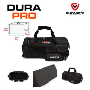 WORKPRO 18-inch Close Top Wide Mouth Tool Storage Bag with Water Proof Rubber Base