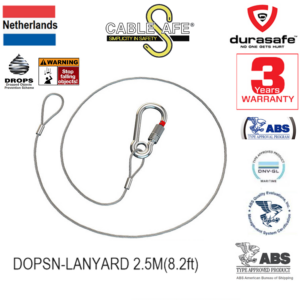 CABLESAFE DOPSN Lanyard 4MM x 2.5M including 1D- Shackle Certified AIS1316 & SGS Verified