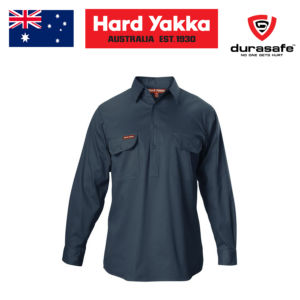 HARD YAKKA Y07530 Long Sleeve Drill Closed Front Shirt - Green