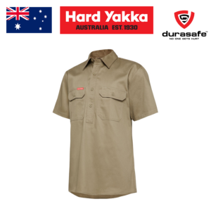 HARD YAKKA Y07540 Short Sleeve Closed Front Shirt – Khaki