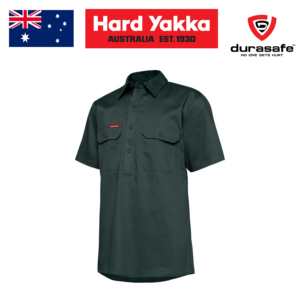 HARD YAKKA Y07540 Short Sleeve Closed Front Shirt - Green