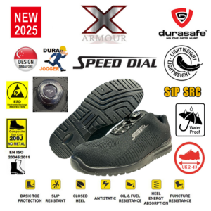 ARMOUR Durajogger Speed-Dial ESD Safety Trainer Waterproof Composite Toe Cap Kelvar Midsole S1PSRC Black-Size 2-13