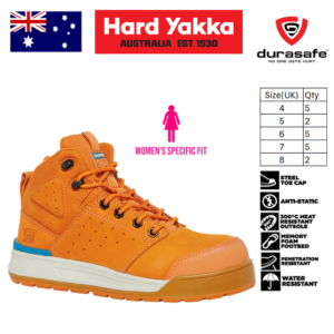 HARD YAKKA Y60348 3056 Women 5-Inch Lace Side-Zip Safety Boot, Burnt Orange