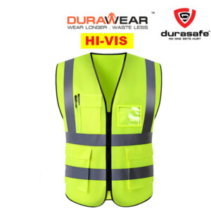 DURAWEAR Hi-Vis Yellow 100% Polyester Safety Vest Size M - XXXL