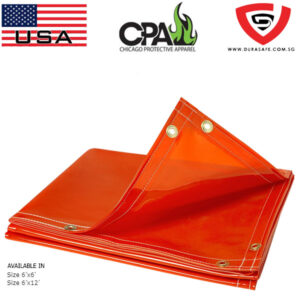 CHICAGO OWV Flame Retardant Orange Transparent Vinyl Welding Curtain - Size 6’x6’ & 6’x12’