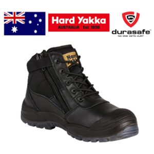 HARD YAKKA Y60125 Utility Zip Sided Steel Toe Safety Boot Black