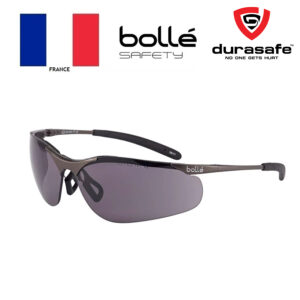 BOLLE CONTMPSF Contour Metal Safety Spectacles PC SMOKE ASAF Stainless Steel Half Frame