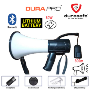 DURAPRO ML-106U Rechargeable Power Megaphone Loud Hailer with Siren, USB, Bluetooth & Rechargeable Battery
