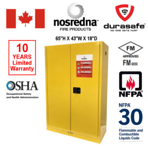 NOSREDNA HWF45M Flammable Liquid Safety Cabinet 45 Gallon Manual Door 65"HX43"WX18"D, FM Approved, Yellow