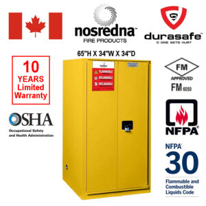 NOSREDNA HWF60M Flammable Liquid Safety Cabinet 60 Gallon Manual Door 65"HX34"WX34"D, FM Approved, Yellow