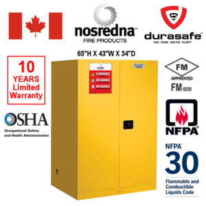 NOSREDNA HWF90M Flammable Liquid Safety Cabinet 90 Gallon Manual Door 65"HX43"WX34"D, FM Approved, Yellow