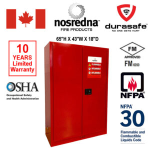 NOSREDNA HWP72M Flammable Paint & Ink Safety Cabinet 45 Gallon Manual Door 65"HX43"WX18"D, FM Approved, Red