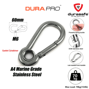 DURAPRO Stainless Steel Carabiner with Eyelet M6 (60MM)