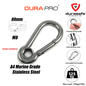 DURAPRO Stainless Steel Carabiner with Eyelet M8 (80MM)