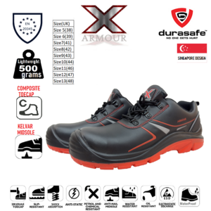 ARMOUR X Composite Toe Cap Safety Shoe Kevlar Midsole Black, Size 2-13