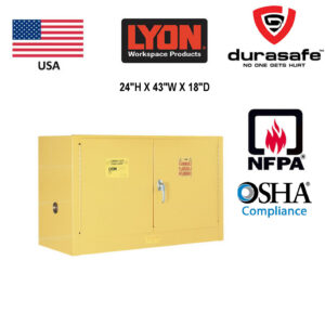 LYON 5472 Countertop Flammable Liquid Storage Cabinet Manual-Closing Door 17 Gallons 43"Wx18"Dx24"H, Yellow