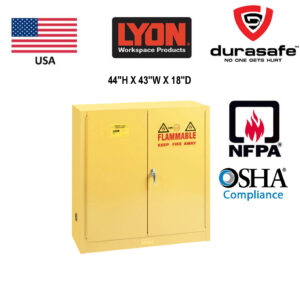 LYON 5440N Flammable Liquid Storage Cabinet Manual-Closing Door 30 Gallons 43"Wx18"Dx44"H, Yellow