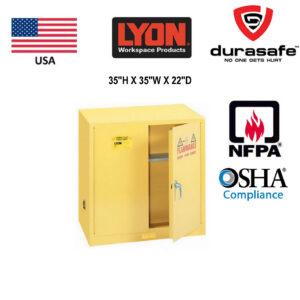 LYON 5467 Undercounter Flammable Liquid Storage Cabinet Manual-Closing Door 22 Gallons 35"Wx22"Dx35"H, Yellow