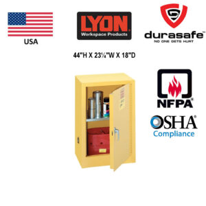 LYON 5474 Flammable Liquid Storage Cabinet Manual-Closing Door 15 Gallons 23¼"Wx18"Dx44"H, Yellow