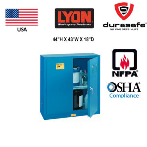 LYON 5540 Acids & Corrosives Storage Cabinet Manual-Closing Door 30 Gallons 43"Wx18"Dx44"H, Blue