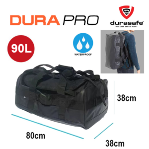 DURAPRO 90L Waterproof Duffel Bag Backpack - Black, Orange, Size 80cm x 38cm x 38cm