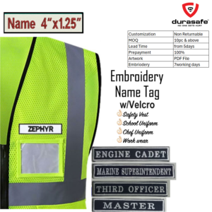 Embroidery Tag for Name or Rank with Velcro