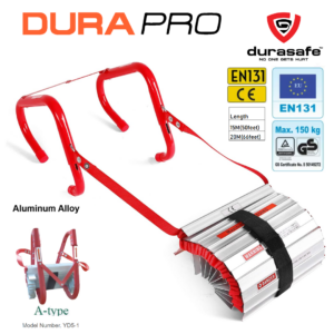 DuraPro Fire Escape Ladder Aluminum EN Approved Model: YD5-1 Type A with Anti-Slip Rungs 15m/20m