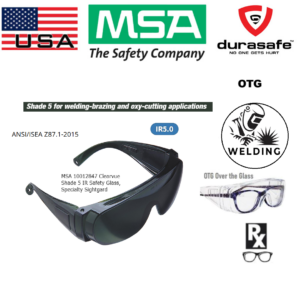 MSA 10012847 Clearvue IR Spectacles Safety Glasses, Gray, Magnifier Shade 5 IR