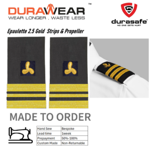 Epaulette 2.5 Gold Strips & Propeller Custom Made, Non Returnable, lead time 1 week