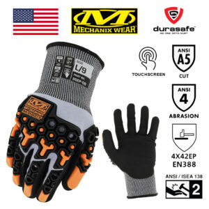MECHANIX S5EP-08 Speedknit M-Pact Impact Cut Resistant Nitrile Coated Knit Glove Grey, Size M,L,XL
