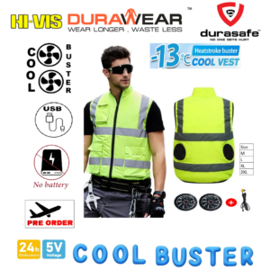 Durawear CoolBuster Hi-Vis Fan cooling Vest With Removable Fans 5V, USB Size M-2XL