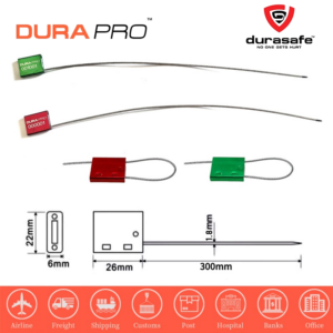 Durapro Pull-Tight Cable Steel Wire Security Seals Adjustable Cable with printed running number one side Size 1.8mm x 30mm  Color: Red & Green