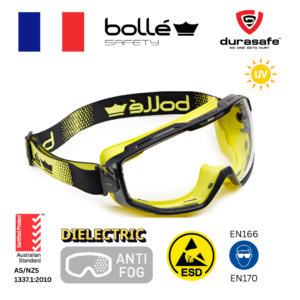 BOLLE UNIVERSAL UNIVGN10W Scratch Resistant Anti-Mist Safety Goggles with Clear Lenses