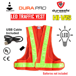 DURAPRO Roadsafe 16 LED Light up Reflective Warning Vest USB included