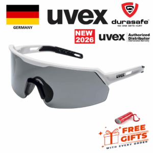 UVEX 9122480 Ultrashield Safety Spectacle White/Black Frame Grey Polycarbonate Len